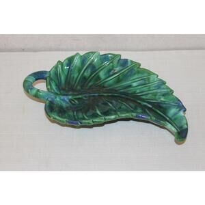 Vintage Royal Haeger R286 Blue Green Leaf Dish